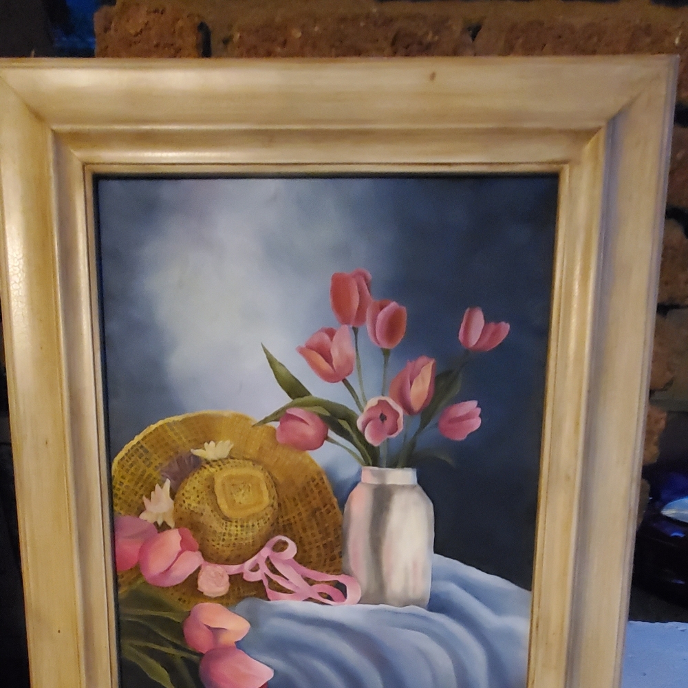 Vintage Original B. Wallace canvas oil painting